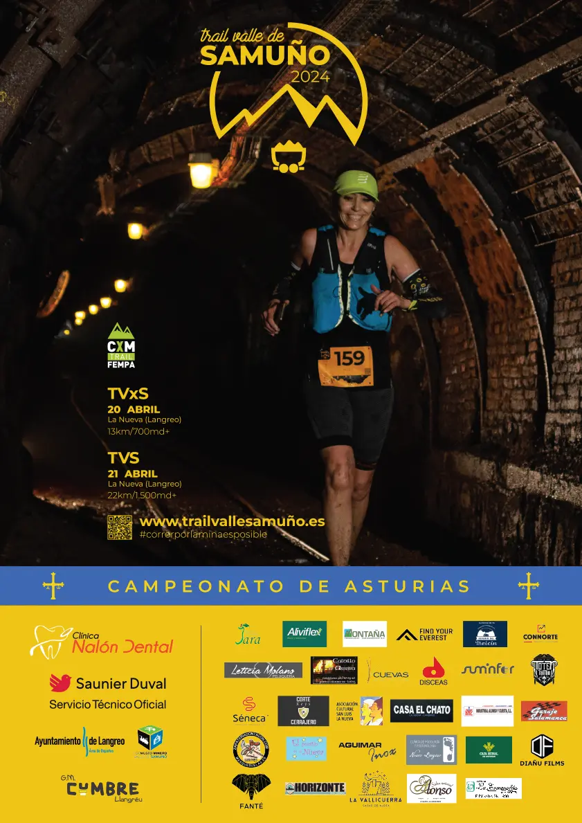 Cartel del VII Trail Valle de Samuño celebrado en Langreo (Asturias)